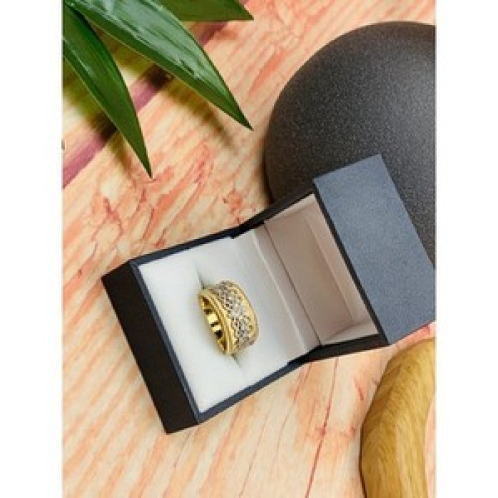 925 Sterling Silver Gold Plated CZ Ring Size 7