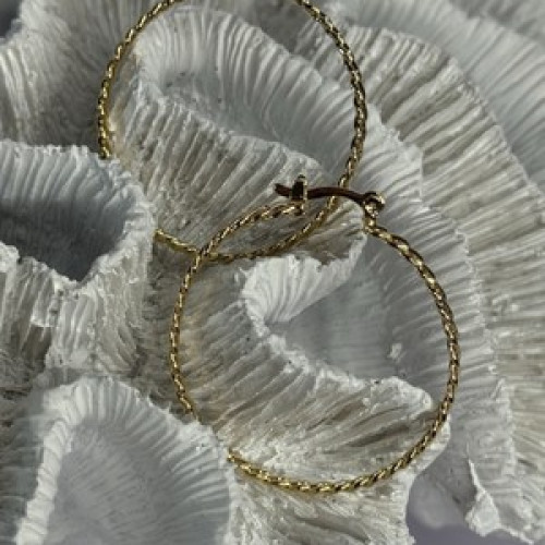 Elegant Hoop Gold Plated Earrings Length 1.50 Inch