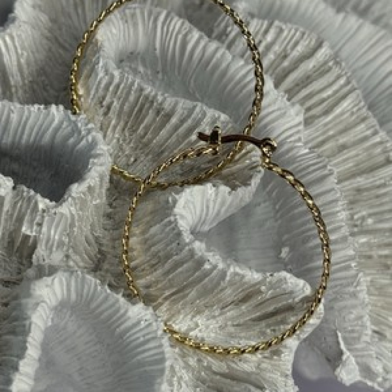 Elegant Hoop Gold Plated Earrings Length 1.50 Inch