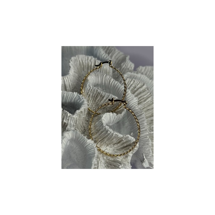 Elegant Hoop Gold Plated Earrings Length 1.50 Inch