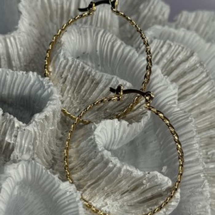 Elegant Hoop Gold Plated Earrings Length 1.50 Inch