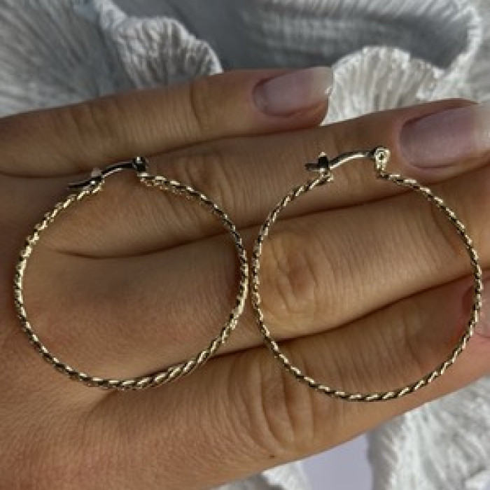 Elegant Hoop Gold Plated Earrings Length 1.50 Inch