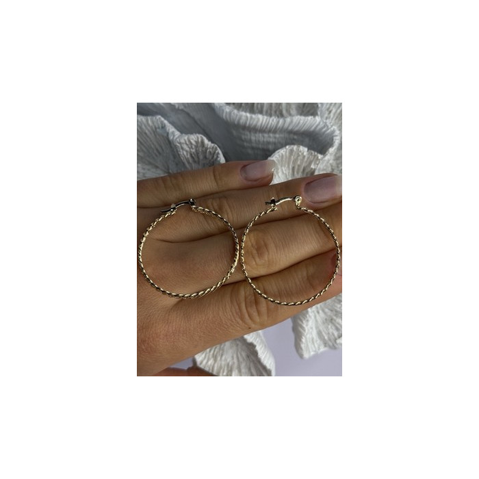 Elegant Hoop Gold Plated Earrings Length 1.50 Inch