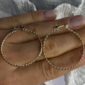 Elegant Hoop Gold Plated Earrings Length 1.50 Inch