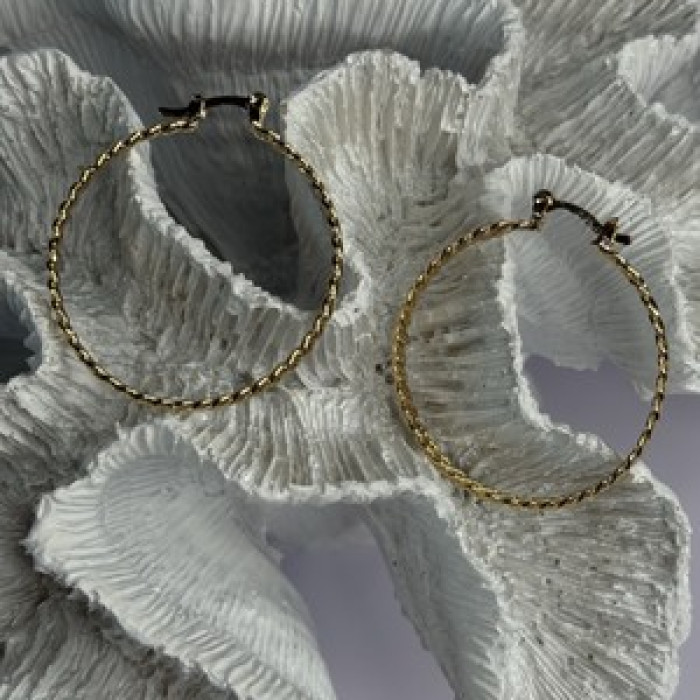 Elegant Hoop Gold Plated Earrings Length 1.50 Inch