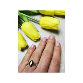 925 Sterling Silver Black Nephrite ( Jade ) Ring Size 10