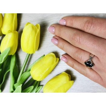 925 Sterling Silver Black Nephrite ( Jade ) Ring Size 10