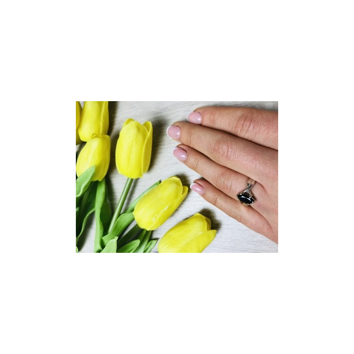 925 Sterling Silver Black Nephrite ( Jade ) Ring Size 10