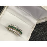 925 Sterling Silver White & Green CZ Ring Size 6.5