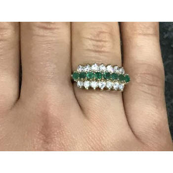 925 Sterling Silver White & Green CZ Ring Size 6.5