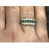 925 Sterling Silver White & Green CZ Ring Size 6.5