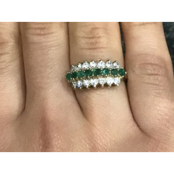 925 Sterling Silver White & Green CZ Ring Size 6.5