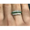 925 Sterling Silver White & Green CZ Ring Size 6.5