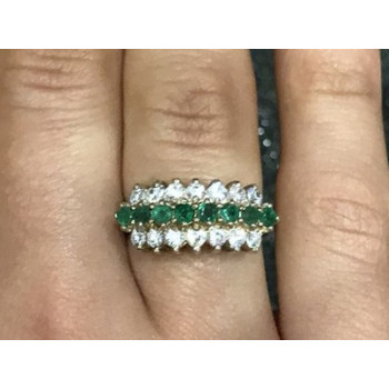 925 Sterling Silver White & Green CZ Ring Size 6.5