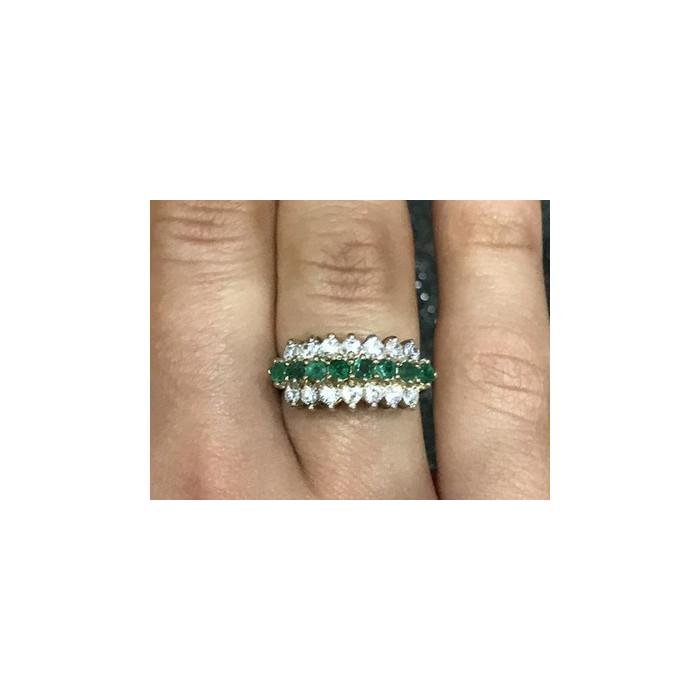 925 Sterling Silver White & Green CZ Ring Size 6.5