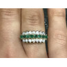 925 Sterling Silver White & Green CZ Ring Size 6.5