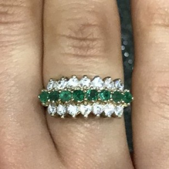 925 Sterling Silver White & Green CZ Ring Size 6.5