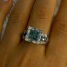 10K White Gold Aquamarine & White Topaz Ring Size 8