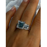 10K White Gold Aquamarine & White Topaz Ring Size 8