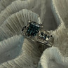 10K White Gold Aquamarine & White Topaz Ring Size 8