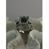 10K White Gold Aquamarine & White Topaz Ring Size 8