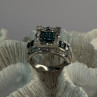 10K White Gold Aquamarine & White Topaz Ring Size 8