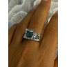 10K White Gold Aquamarine & White Topaz Ring Size 8