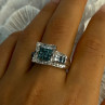 10K White Gold Aquamarine & White Topaz Ring Size 8