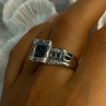 10K White Gold Aquamarine & White Topaz Ring Size 8