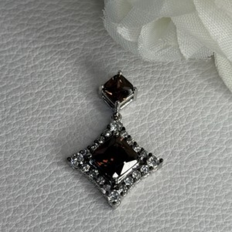 925 Sterling Silver Hessonite & Beryl Pendant Length 1.10 Inch