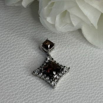 925 Sterling Silver Hessonite & Beryl Pendant Length 1.10 Inch