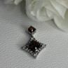 925 Sterling Silver Hessonite & Beryl Pendant Length 1.10 Inch