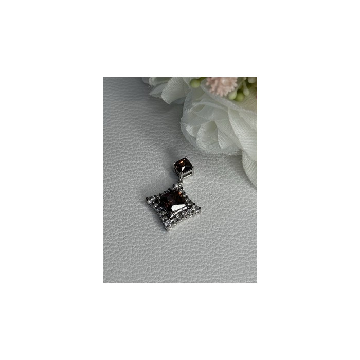 925 Sterling Silver Hessonite & Beryl Pendant Length 1.10 Inch