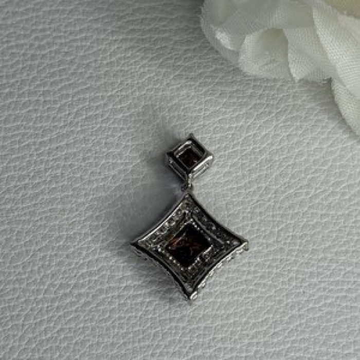 925 Sterling Silver Hessonite & Beryl Pendant Length 1.10 Inch