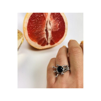 925 Sterling Silver Black Tourmaline (Sherl) Ring Size 6.5