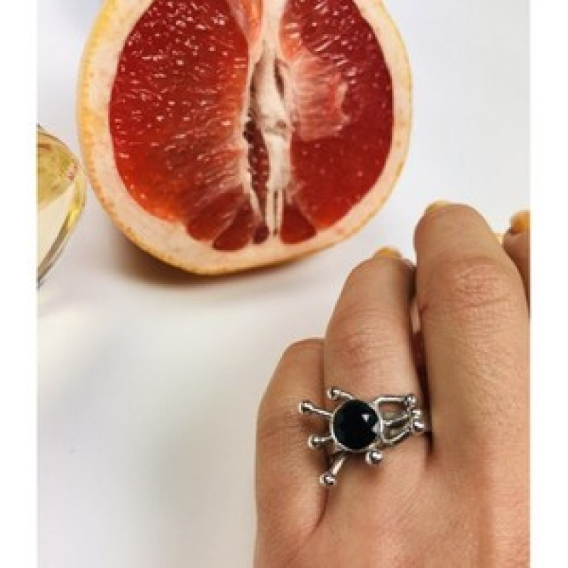 925 Sterling Silver Black Tourmaline (Sherl) Ring Size 6.5