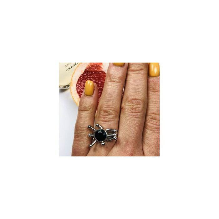 925 Sterling Silver Black Tourmaline (Sherl) Ring Size 6.5