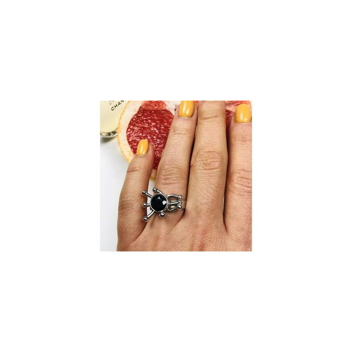 925 Sterling Silver Black Tourmaline (Sherl) Ring Size 6.5