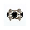 925 Sterling Silver Onyx and Goshenite Ring Size 7.5