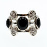 925 Sterling Silver Onyx and Goshenite Ring Size 7.5