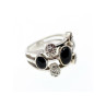 925 Sterling Silver Onyx and Goshenite Ring Size 7.5