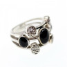 925 Sterling Silver Onyx and Goshenite Ring Size 7.5