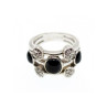 925 Sterling Silver Onyx and Goshenite Ring Size 7.5
