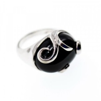 925 Sterling Silver Onyx Ring Size 6