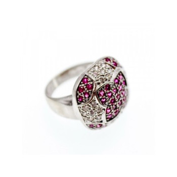 925 Sterling Silver White and Pink Topaz Ring Size 8
