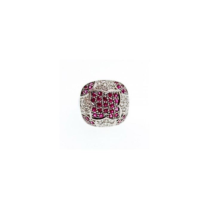 925 Sterling Silver White and Pink Topaz Ring Size 8