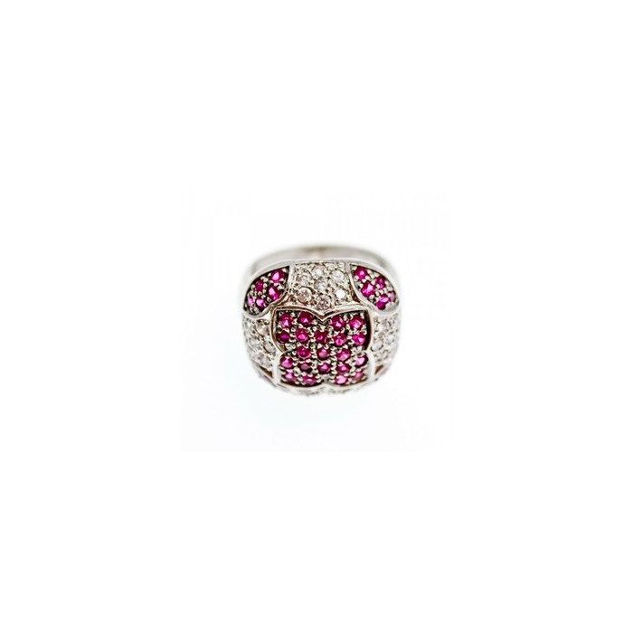 925 Sterling Silver White and Pink Topaz Ring Size 8