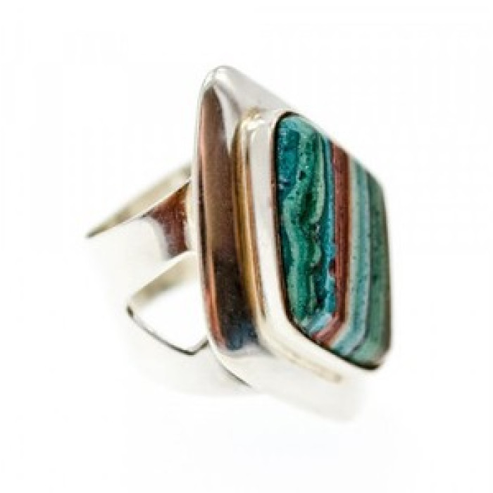 Vintage 925 Sterling Silver Jasper Ring Size 7