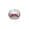 925 Sterling Silver White and Pink Topaz Ring Size 8