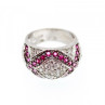 925 Sterling Silver White and Pink Topaz Ring Size 8